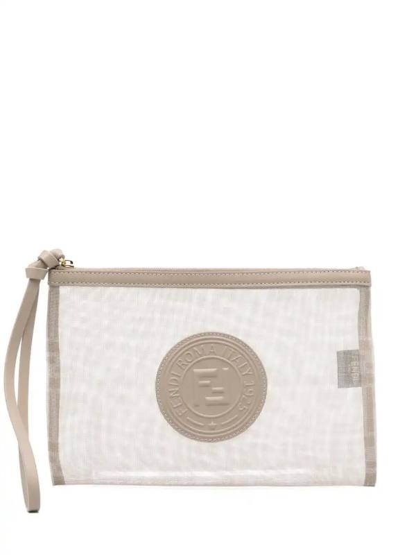 logo-patch clutch bag