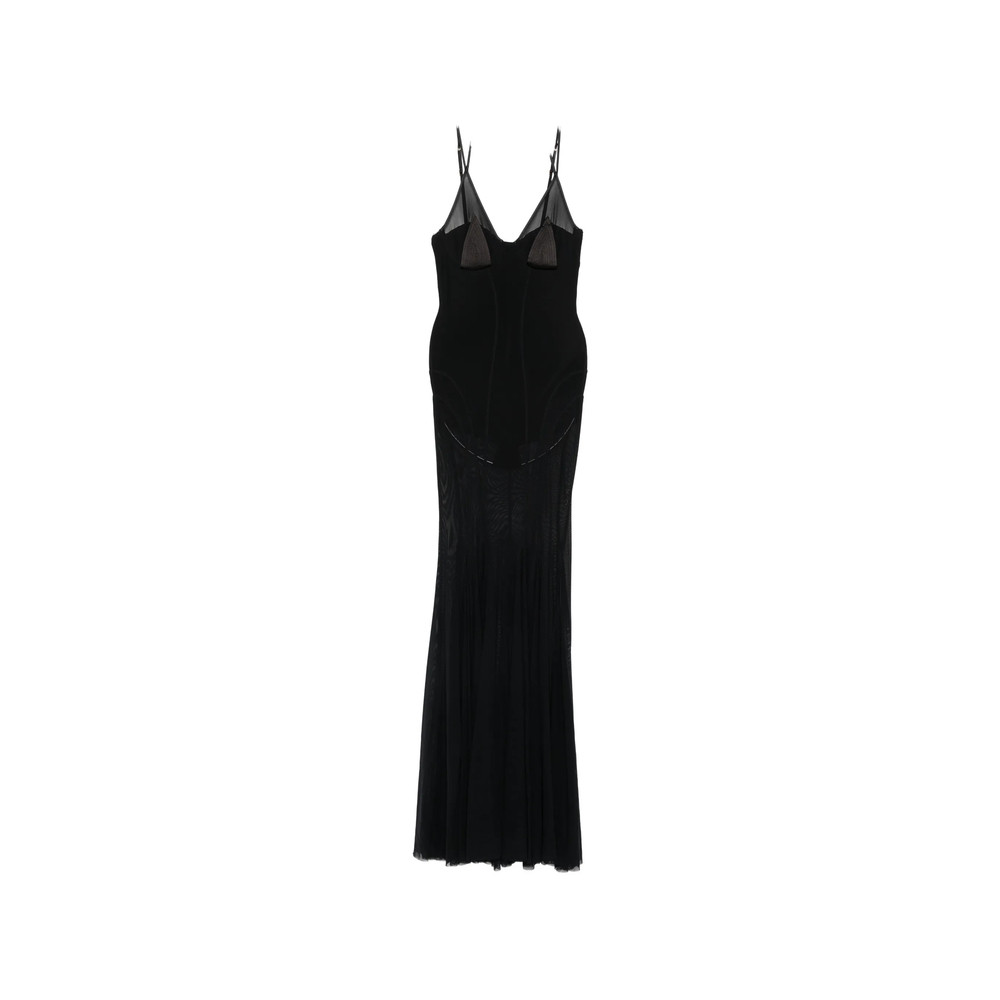 Elisabetta Franchi Sheer-panelled Pleated Maxi Dress