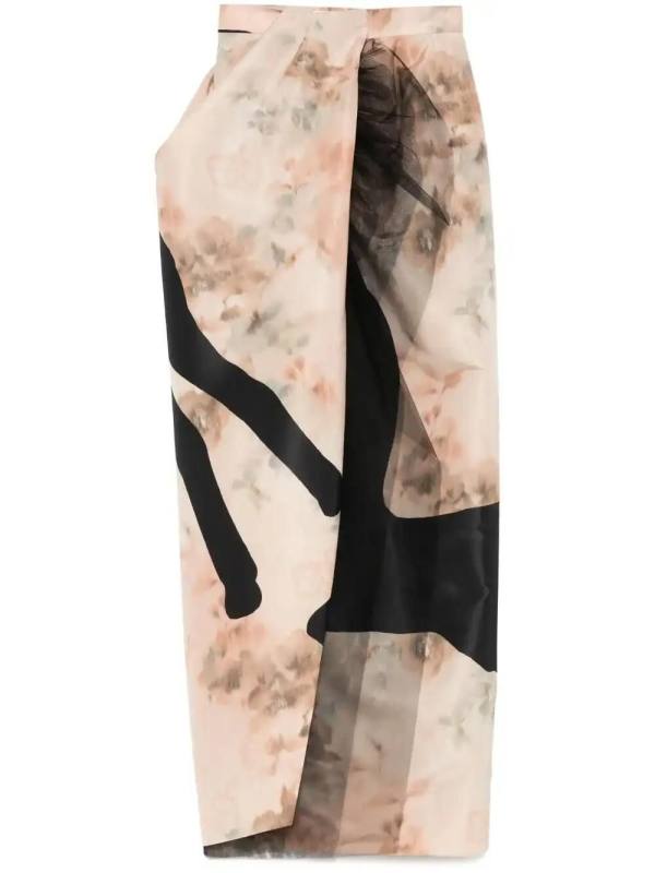 deer-print draped maxi skirt