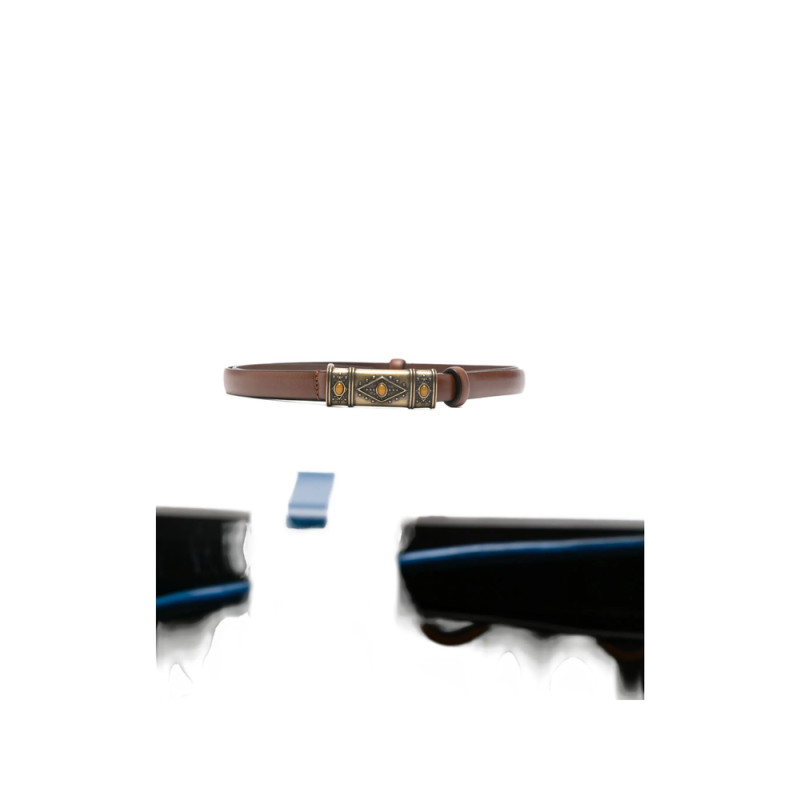 Ba & sh Leather Gold-tone Rectangle-buckle Belt