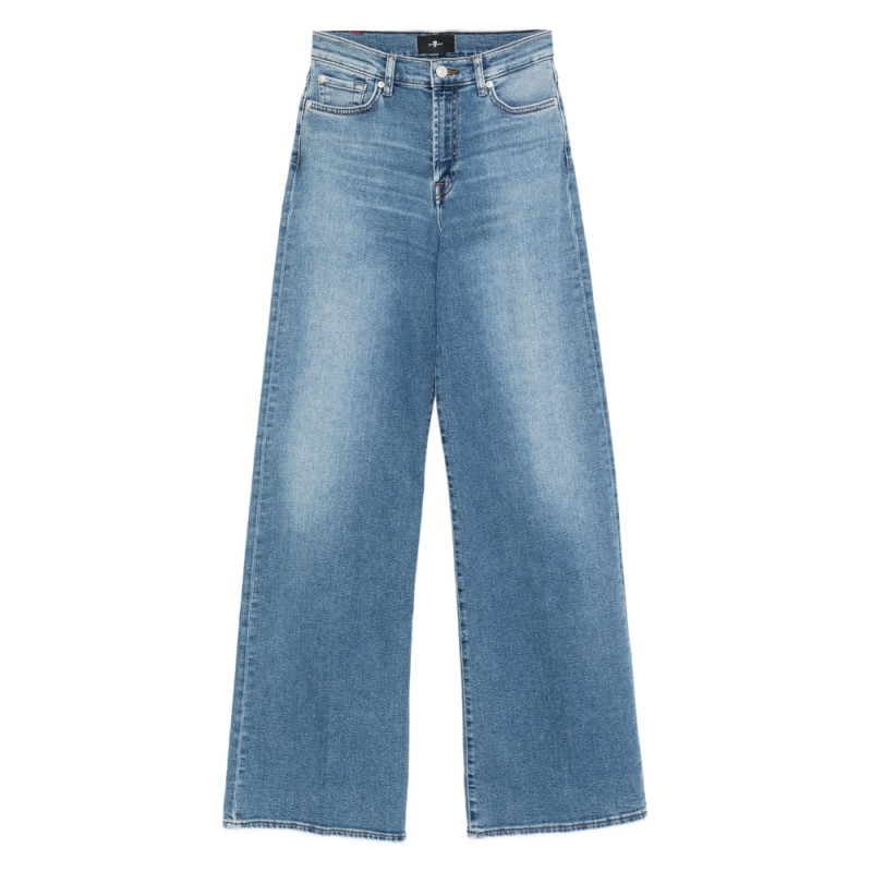 7 For All Mankind Buttoned Wide-leg Jeans