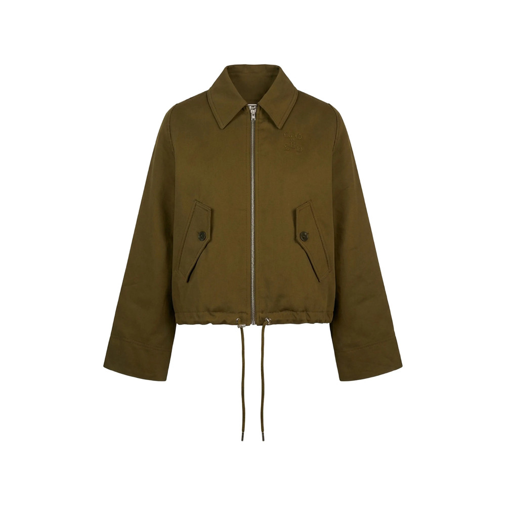 Closed Drawstring-waist Zip-up Jacket