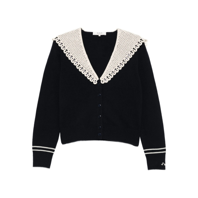 Sea Marie Crochet-collar Cardigan