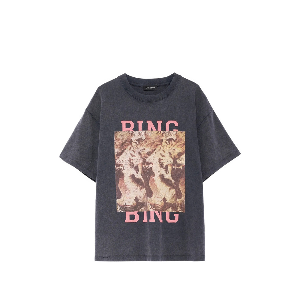 Anine Bing CADE TEE TIGER BING - WASHED BLACK