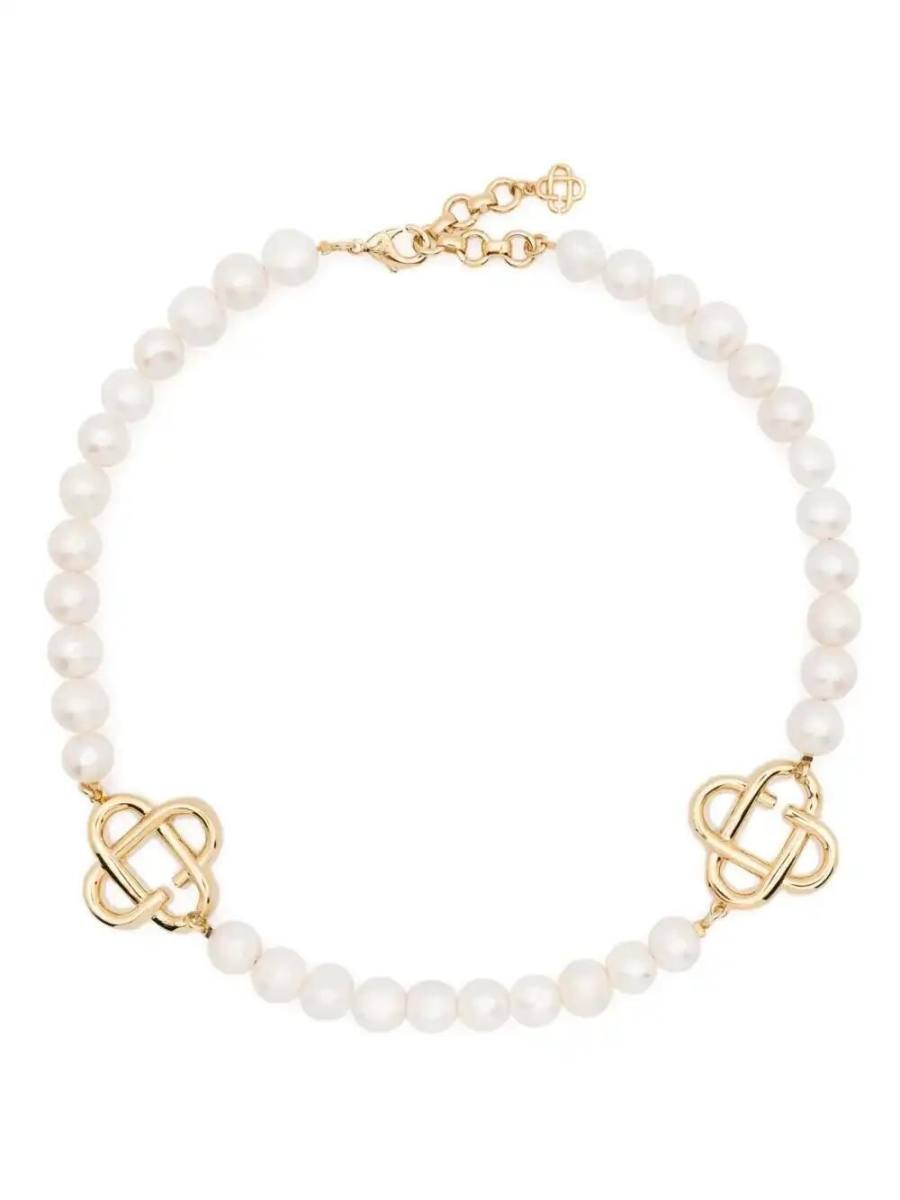medium pearl logo necklace