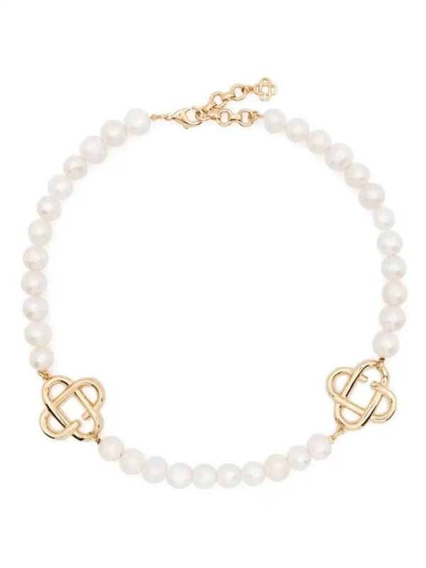 medium pearl logo necklace
