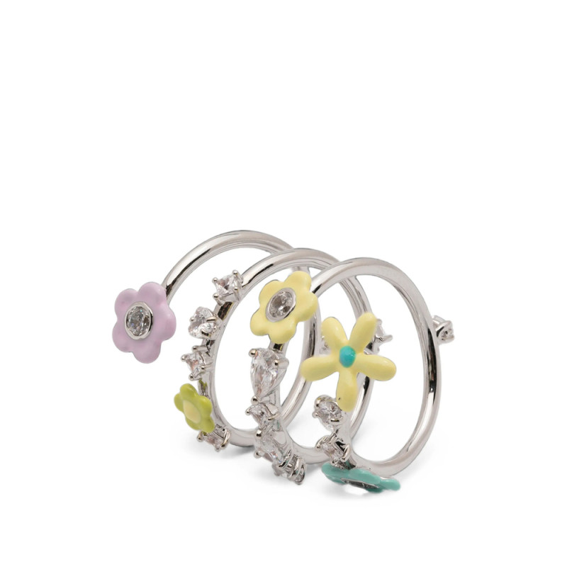 Yvmin Flower-motif Crystal-embellished Ring