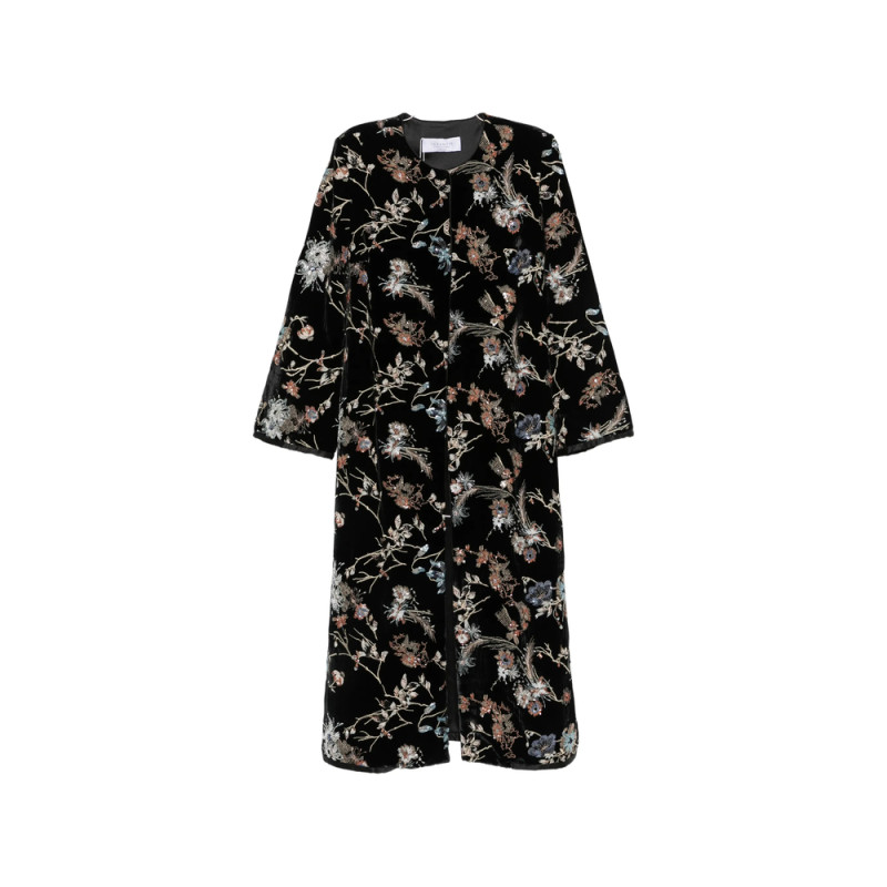 De Santis Floral-embroidered Sequin-embellished Coat