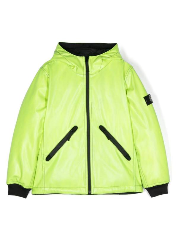 coated hooded down jacket