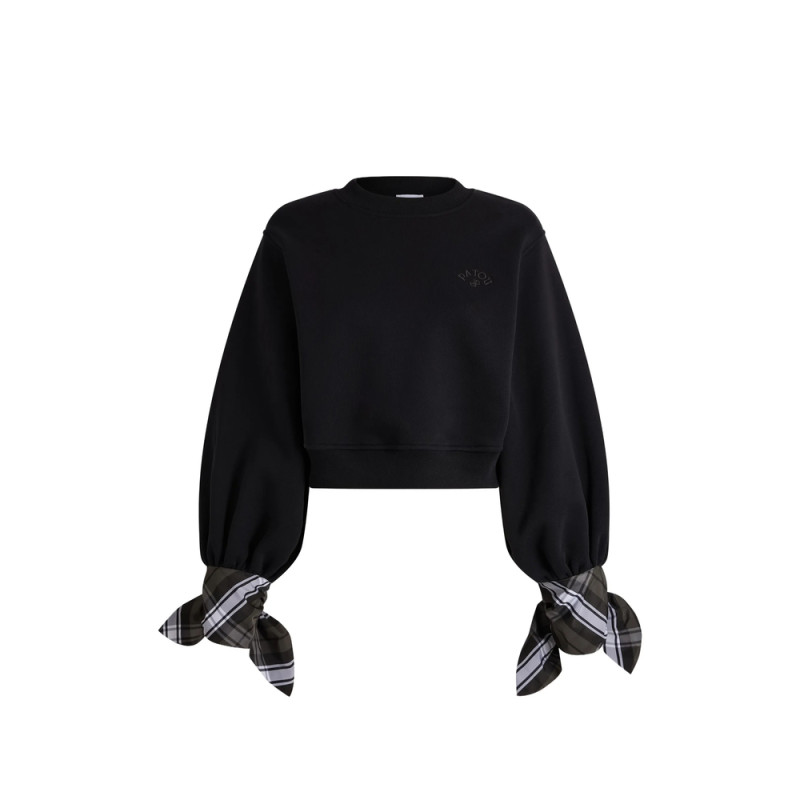 Patou Cropped Tie-sleeve Sweatshirt