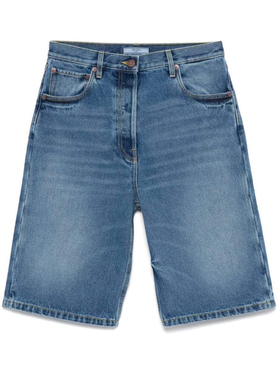 logo-patch denim shorts