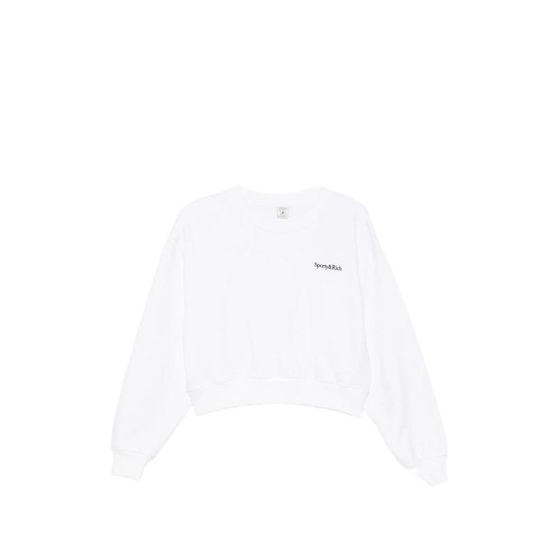 Sporty & Rich Elza Logo-embroidered Cropped Sweatshirt