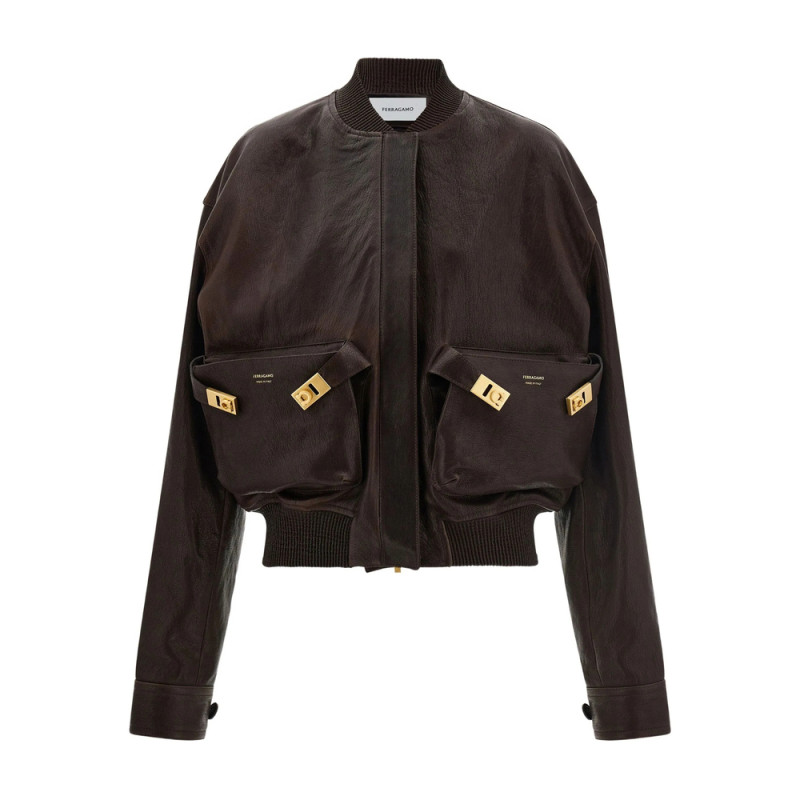 Ferragamo Ribbed-trim Patch-pocket Bomber Jacket