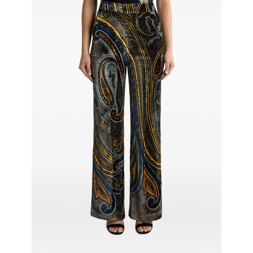 Etro STRAIGHT-LEG VELVET TROUSERS WITH PAISLEY MOTIF
