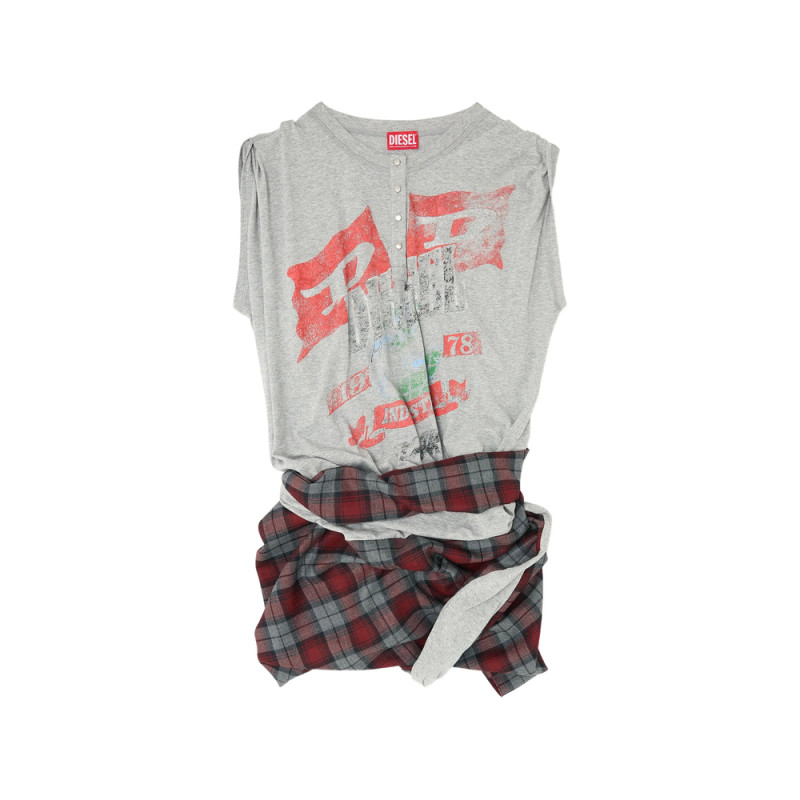 Diesel Playsuit In Jersey-and-check Wool