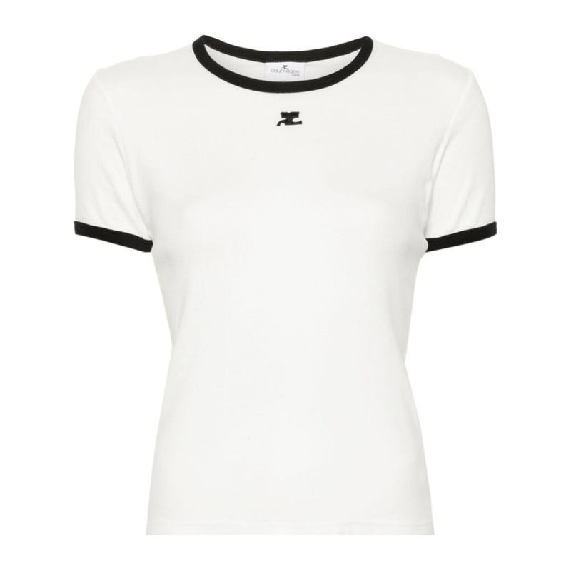 Courrèges Logo-patch Contrasting-trim T-shirt