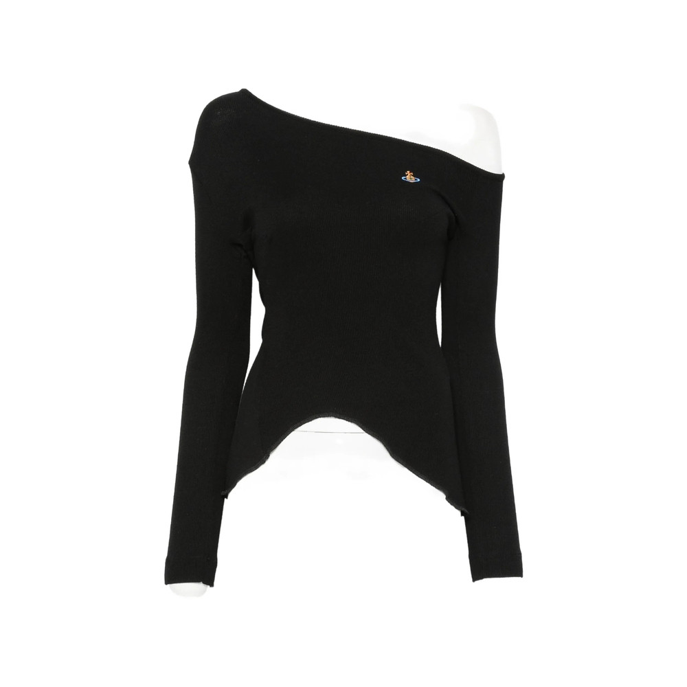 Vivienne Westwood Orb-embroidered Asymmetric-neck Top