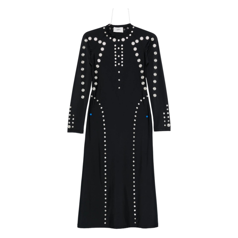 Coperni Metallic-embellished Long-sleeve Dress