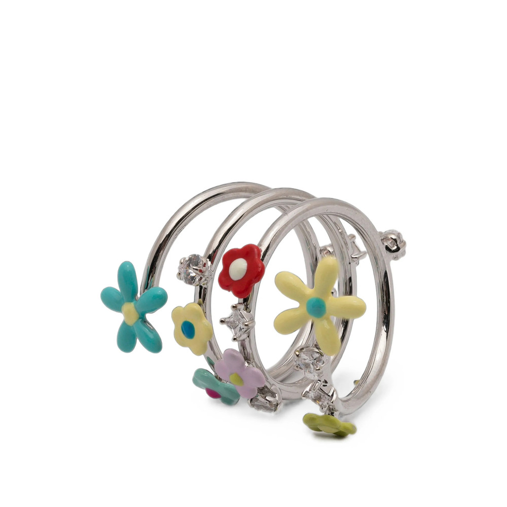 Yvmin Flower-motif Crystal-embellished Spiral Ring