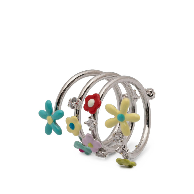 Yvmin Flower-motif Crystal-embellished Spiral Ring