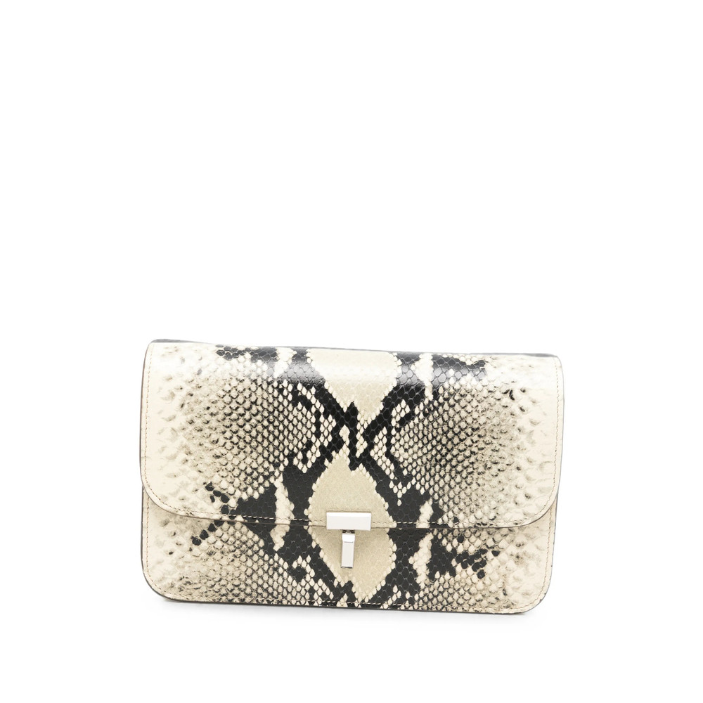 Toteme T-lock Python-effect Leather Clutch Bag
