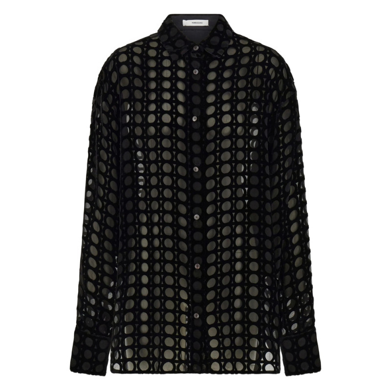 Ferragamo Devoré-effect Velvet Shirt