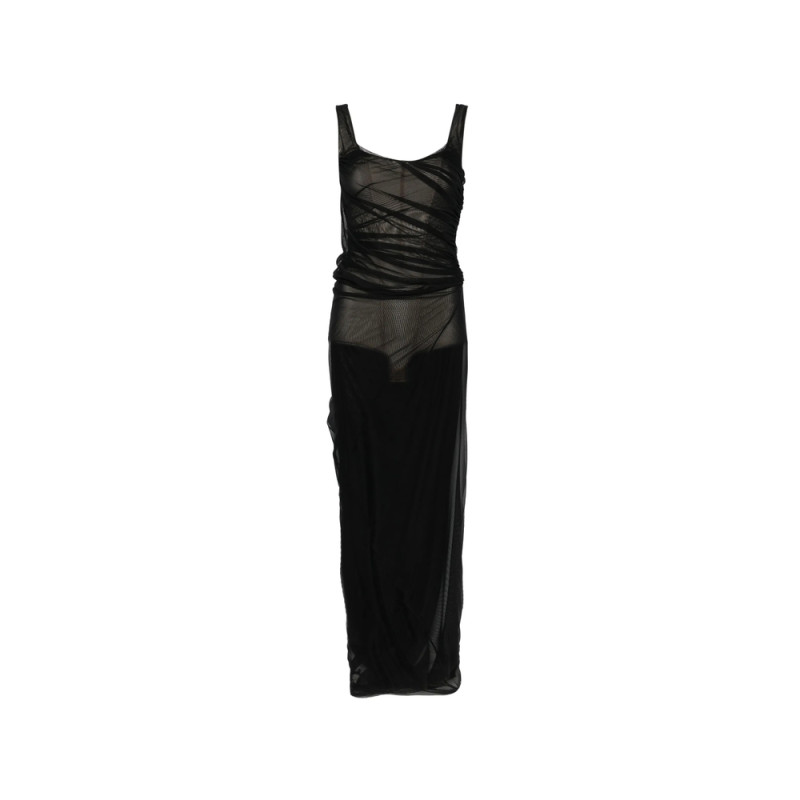 The Attico Ruched Sheer-mesh Maxi Dress