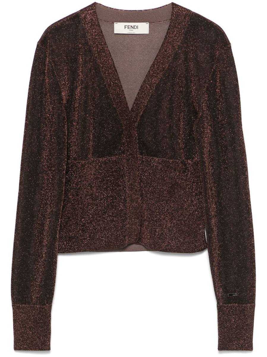 metallic-threading cardigan