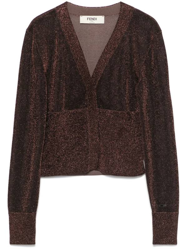 metallic-threading cardigan