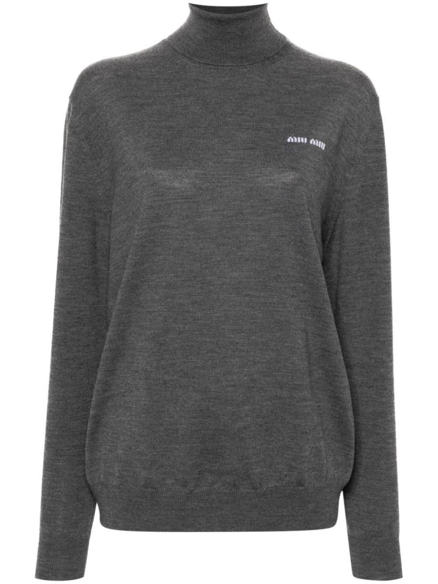 logo-jacquard mélange jumper