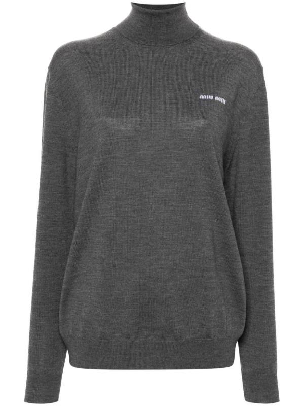 logo-jacquard mélange jumper