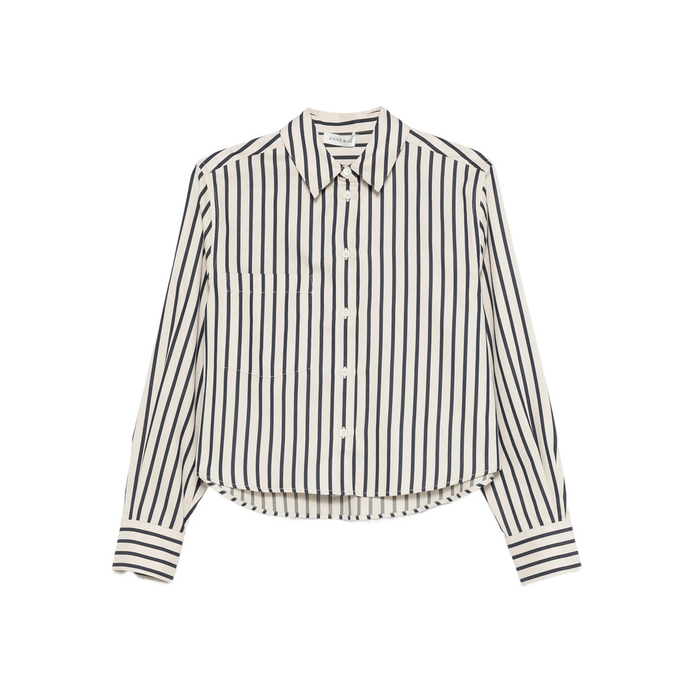 Anine Bing Essie Striped Cropped Shirt