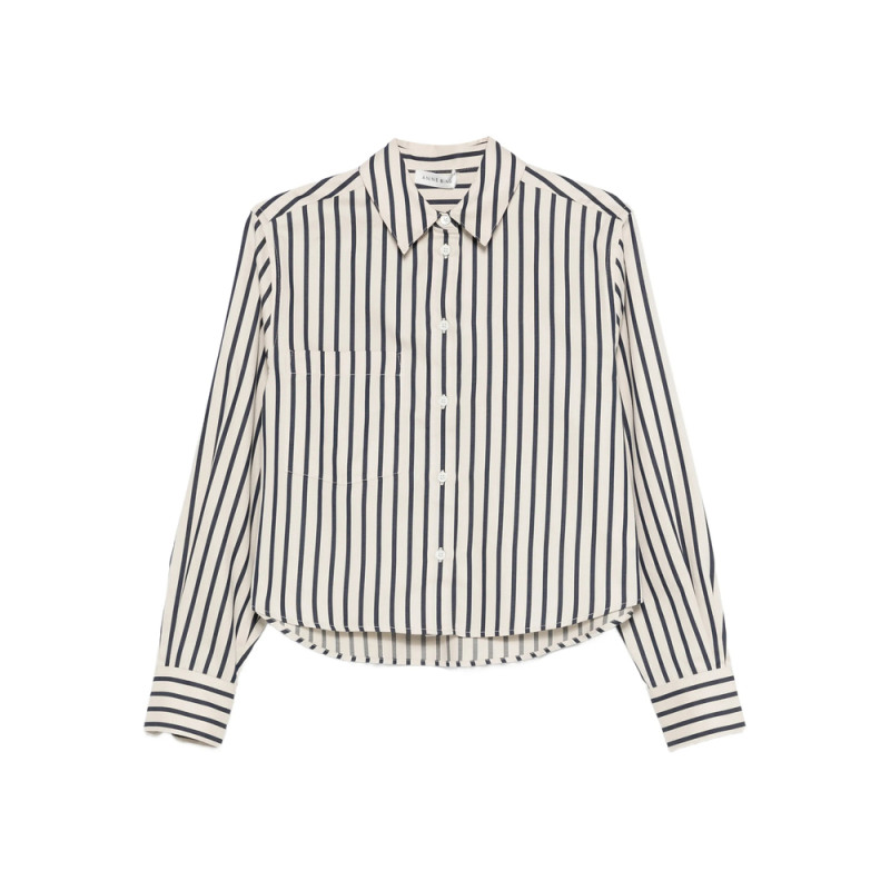 Anine Bing Essie Striped Cropped Shirt