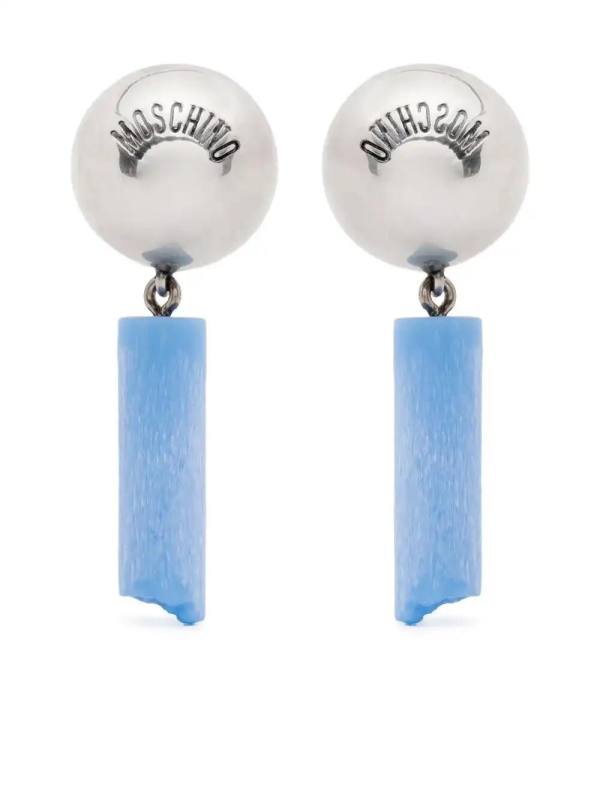 logo-engraved clip-on earrings