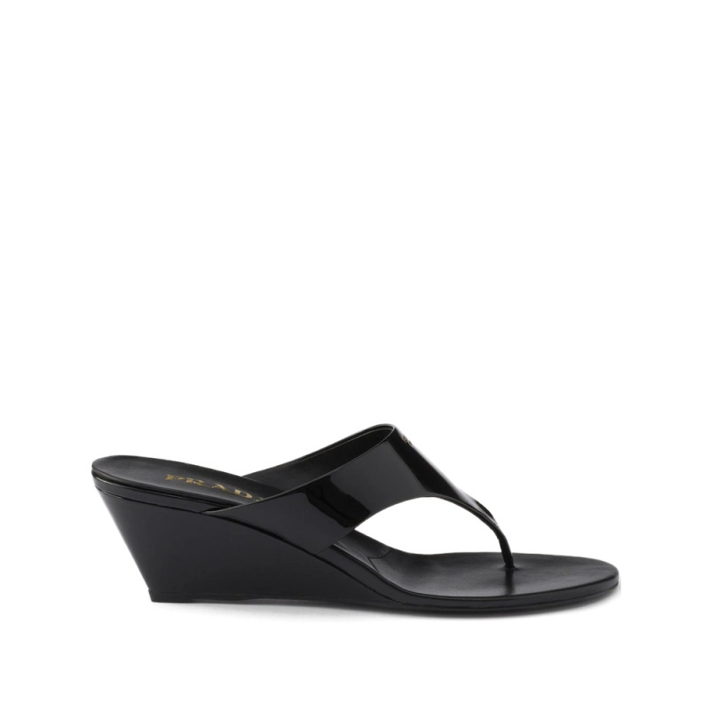 Prada Patent-leather Wedge Sandals