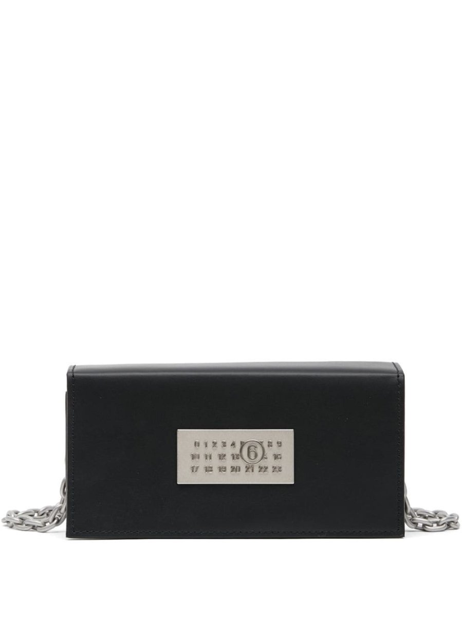 numbers-motif leather shoulder bag