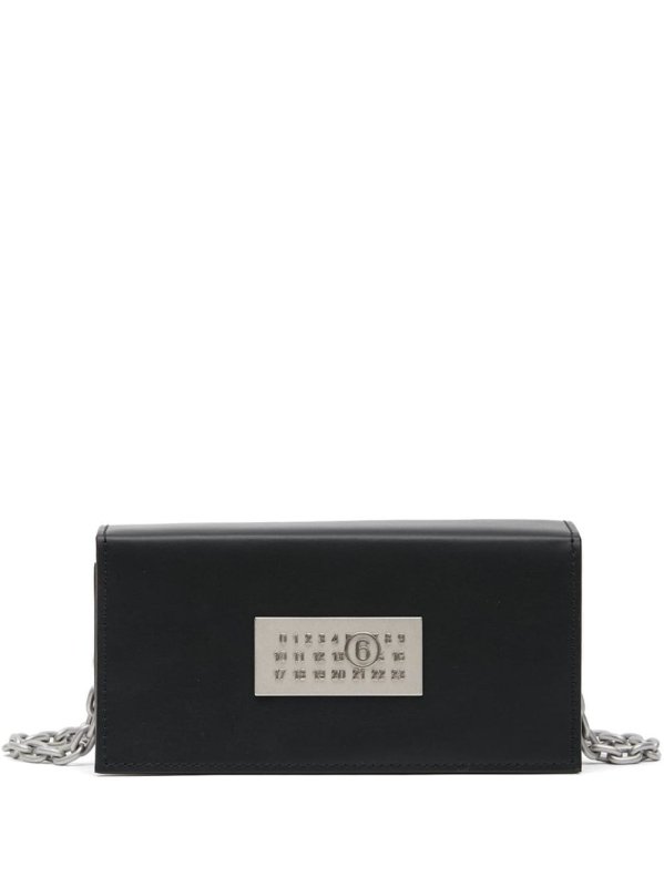 numbers-motif leather shoulder bag