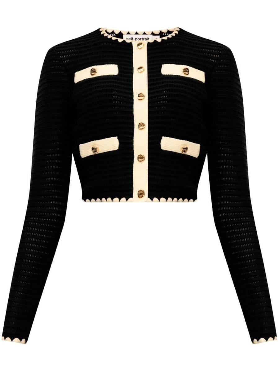 crochet-knit cropped cardigan