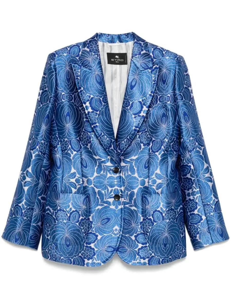 floral-jacquard blazer