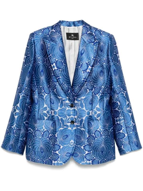 floral-jacquard blazer