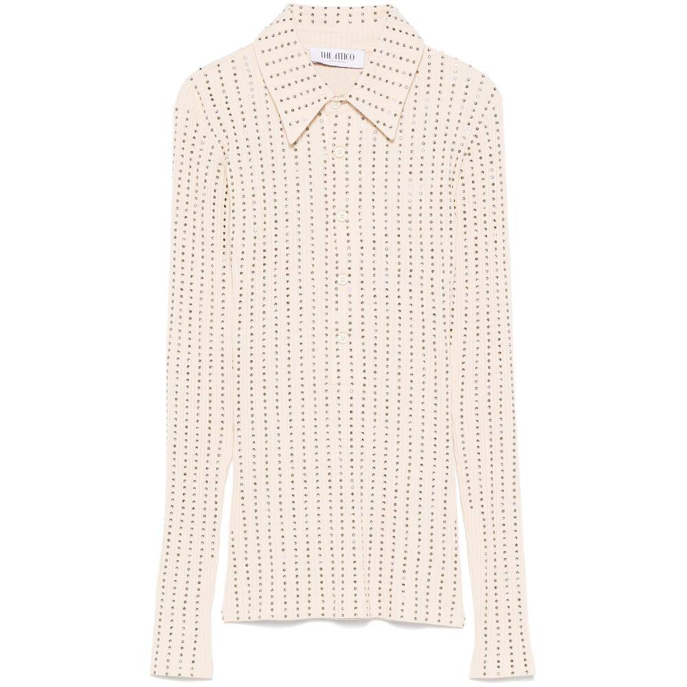 The Attico Rhinestone-embellished Polo Shirt