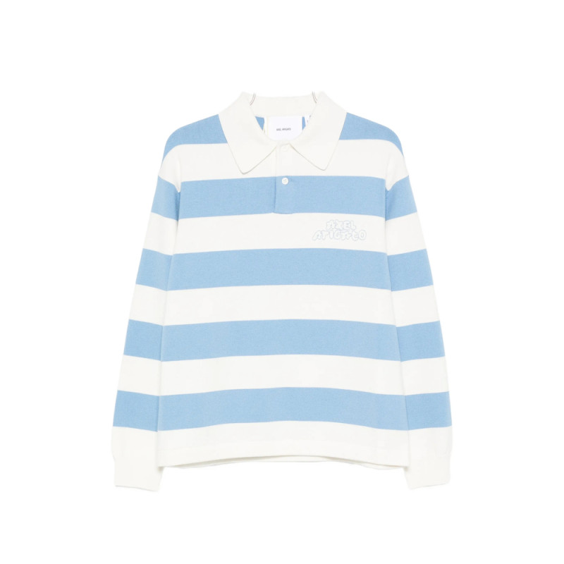 Axel Arigato Rey Striped-pattern Logo-embroidery Polo Sweater