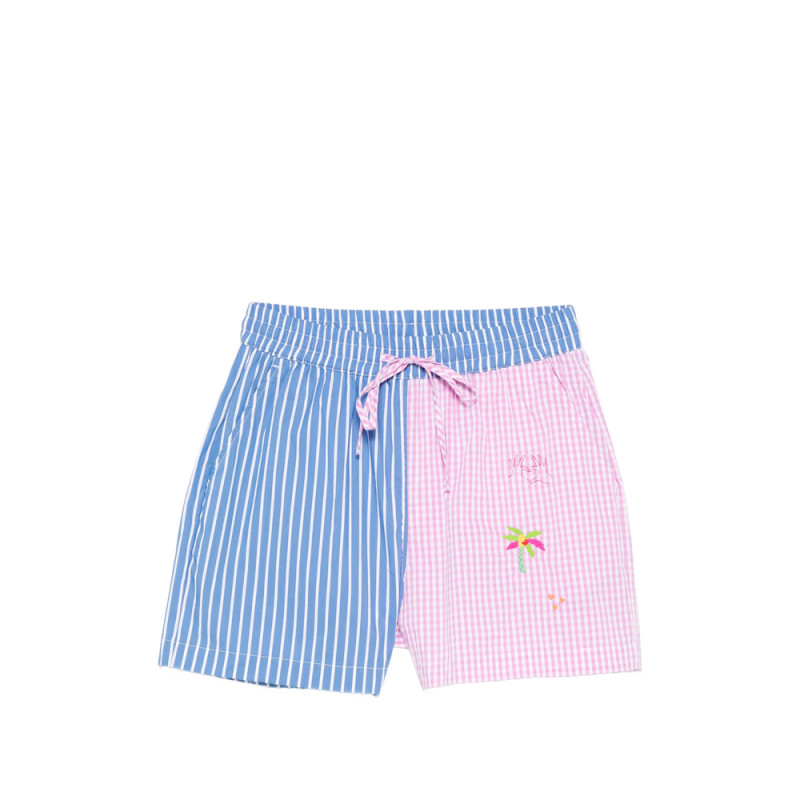 Susanna Blu Striped Embroidered Shorts