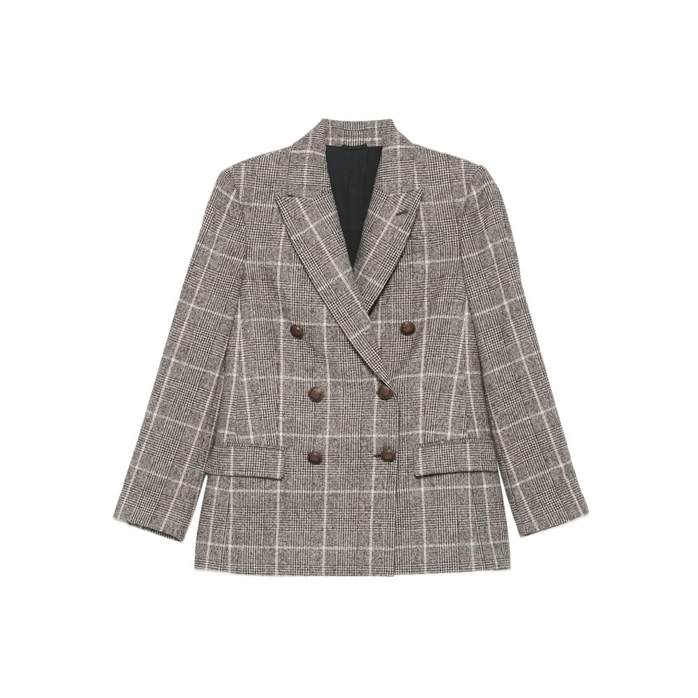 Brunello Cucinelli Checked Double-breasted Blazer