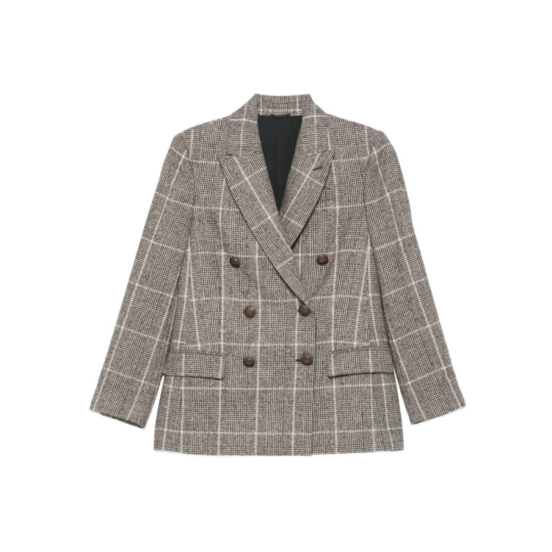 Brunello Cucinelli Checked Double-breasted Blazer