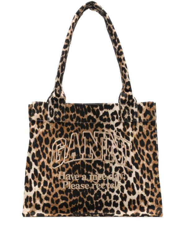 large leopard-print canvas tote bag