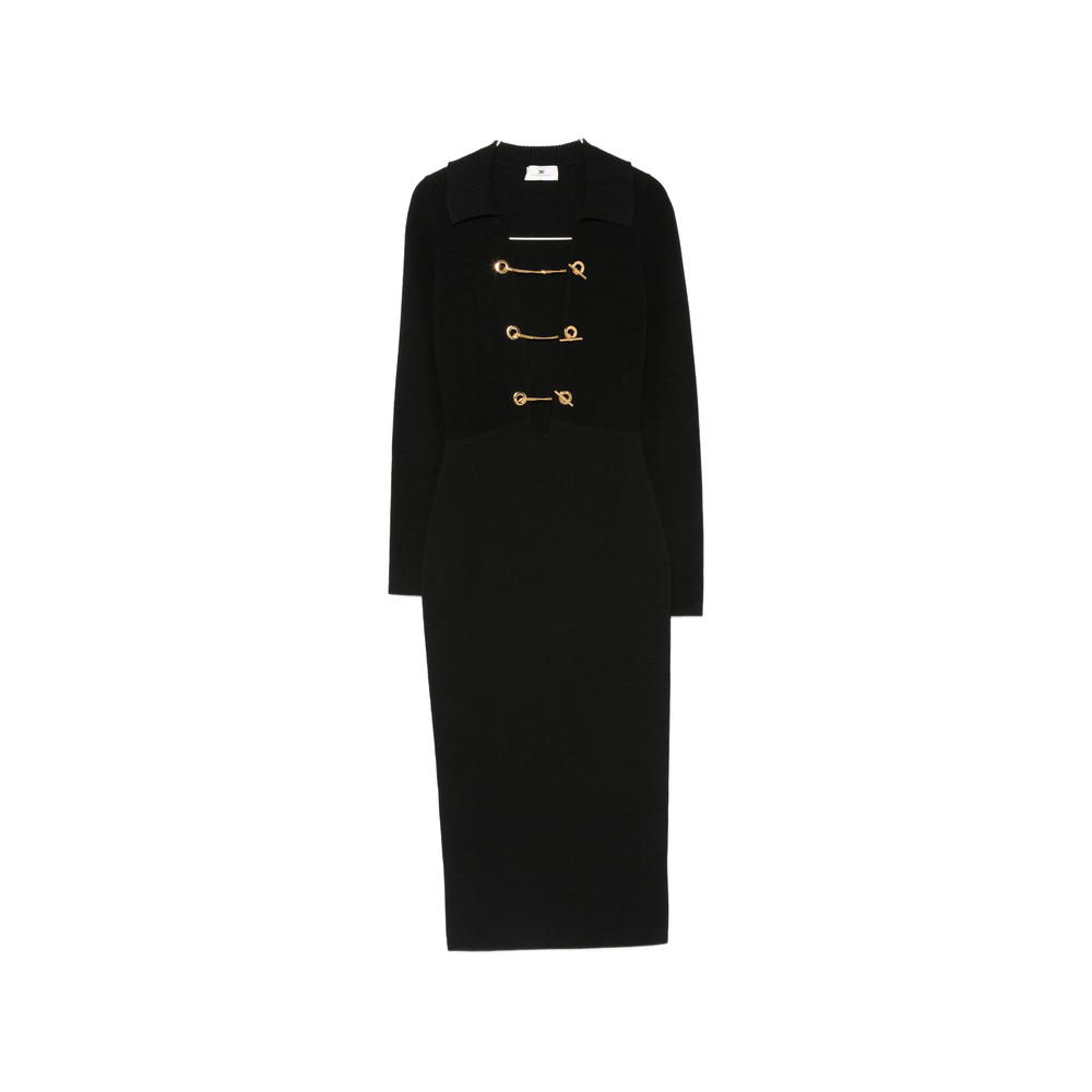 Elisabetta Franchi Toggle-fastening Ribbed-knit Midi Dress