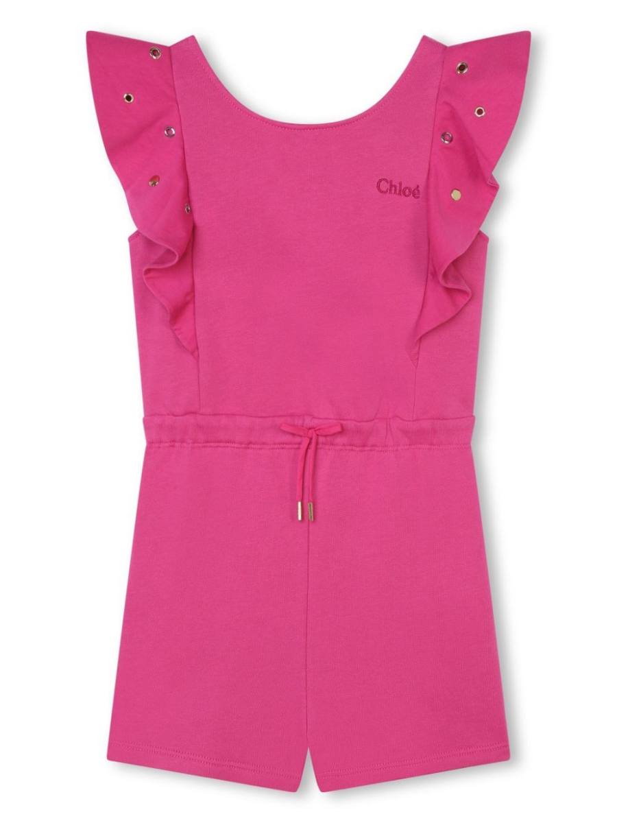 eyelet-detailing organic cotton playsuit