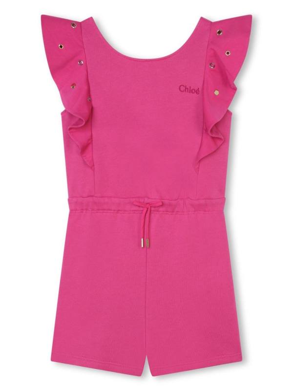 eyelet-detailing organic cotton playsuit