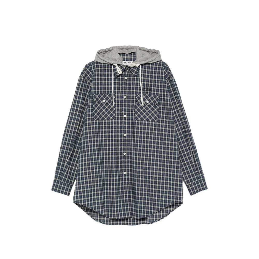 Miu Miu Check-pattern Hooded Shirt